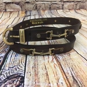 Vintage Leather Horsebit Saddle Leather Brown Belt